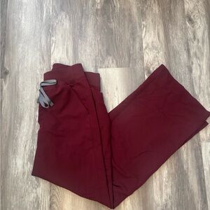 Women’s Figs Burgundy High Waisted Isabel Wide Leg Scrub Pants